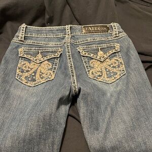 L.A. idol Women's Blue Jeans with Gold Embroidery